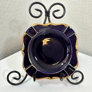VTG Lindner Kueps Bavaria Germany Echt Cobalt Ashtray Cobalt Blue & Gold EUC